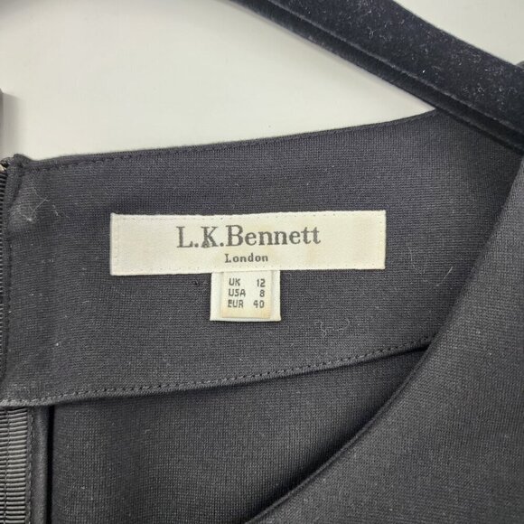LK BENNETT Gail Dress Black Stretch A-Line Short Sleeve - Picture 3 of 4